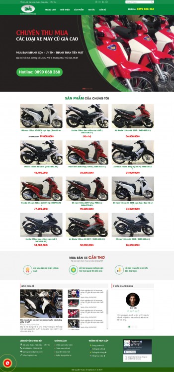 Mẫu website bán hàng dành cho lĩnh vực mua bán xe máy cũ